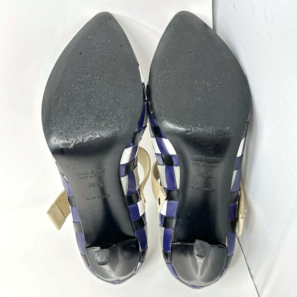 Vintage Miu Miu Woven Mary Jane Pumps 36.5 Purple Y2K Designer Heels - Picture 7 of 8